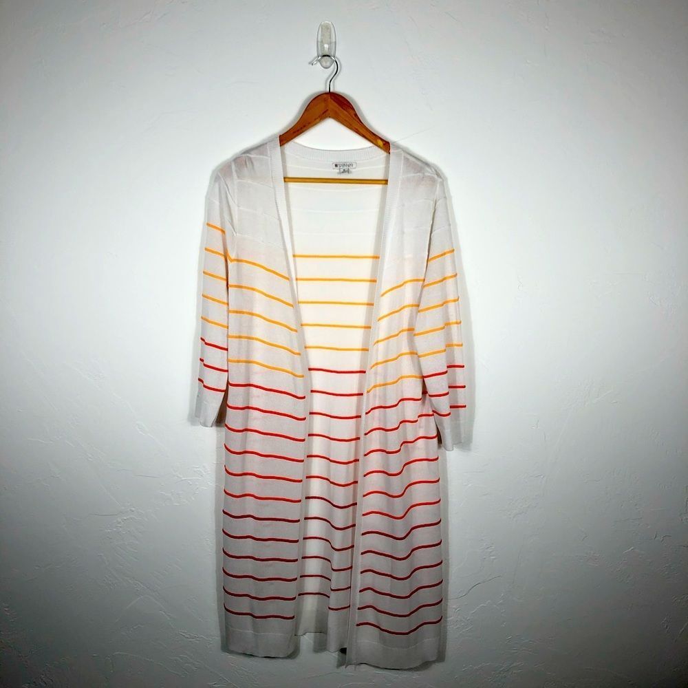 SPANNER White Cardigan with Stripes‎